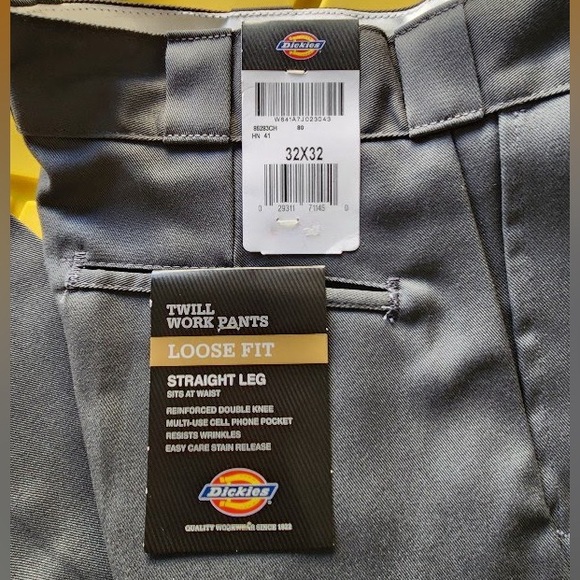 🩶👖🩶 Dickies Men's Loose Fit Double Knee Twill Work Pants - Charcoal - Size 32x32 - Picture 2 of 9